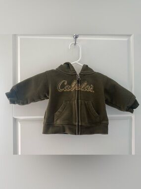 Cabela's Kids Olive Army Green Fleece Zip Hoodie Size 0-3 Months